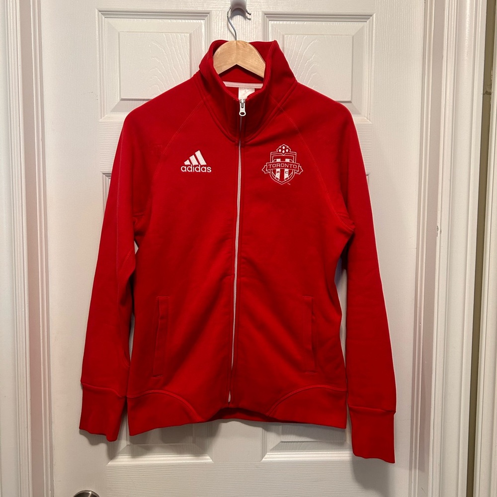 ADIDAS, Toronto Football Club jersey jacket, red, size large.